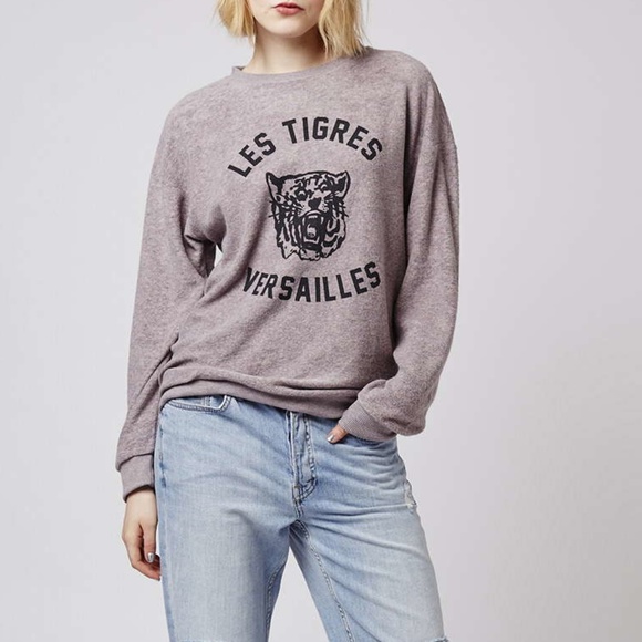 Topshop Sweaters - Topshop Les Tigres Versaille Brushed Sweatshirt